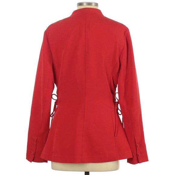 Laundry by Shelli Segal Lace Up Side Two Button Red Blazer Jacket size XS - Picture 3 of 11